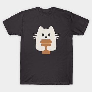 Cute Cat Loves Coffee T-Shirt